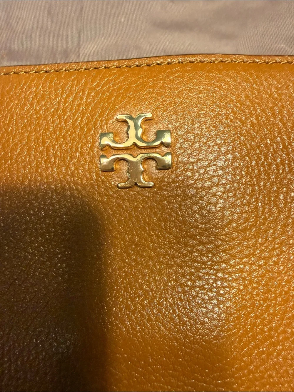Tory Burch Marsden Swingpack Nut Brown Gold Leather Shoulder Crossbody Bag $428